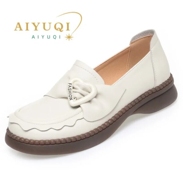 AIYUQI Loafers Women 2024 Spring New Large Size 41 42 43 Women's Wedge Shoes Mom Genuine Leather Shoes Women